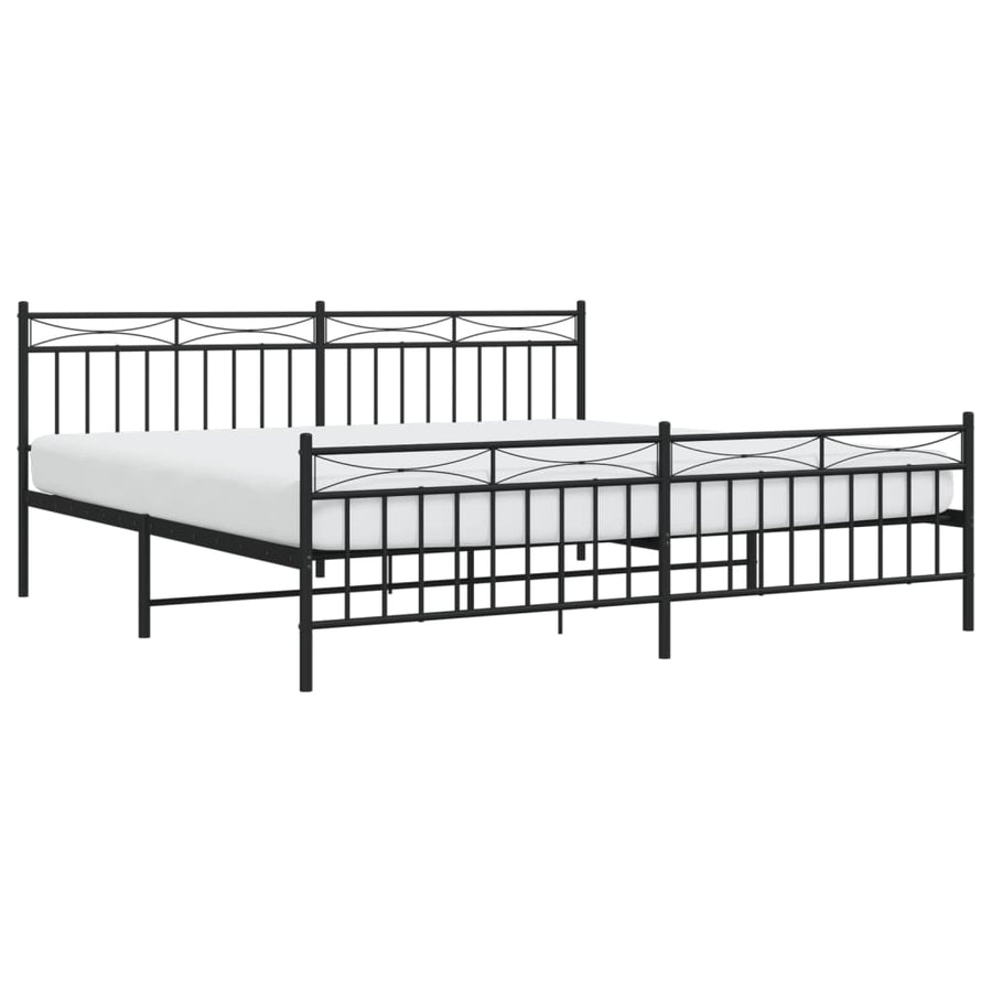 Bedframe Met Hoofd- En Voeteneinde Metaal 193x203 cm Zwart met hoofdbord & voetbord