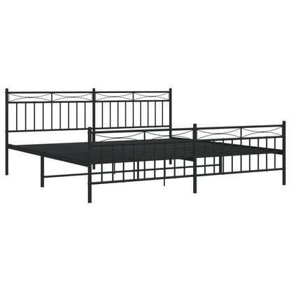 Bedframe Met Hoofd- En Voeteneinde Metaal 193x203 cm Zwart met hoofdbord & voetbord