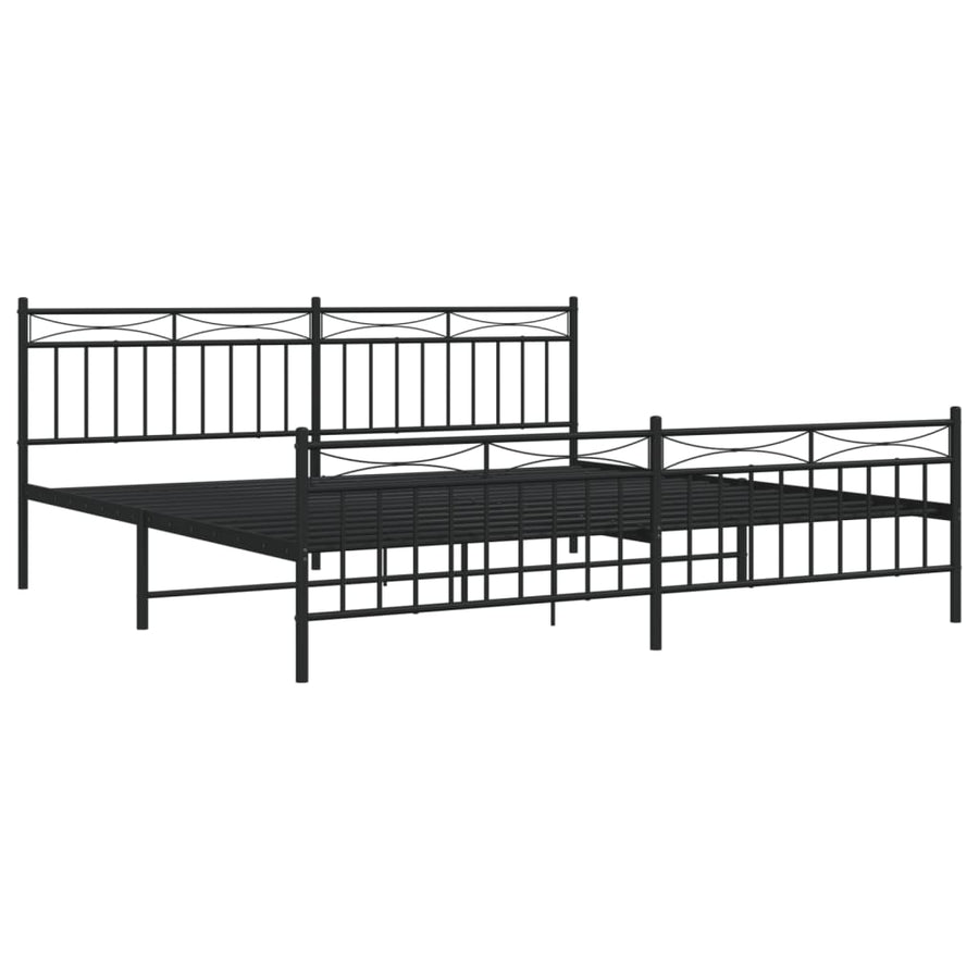Bedframe Met Hoofd- En Voeteneinde Metaal 193x203 cm Zwart met hoofdbord & voetbord