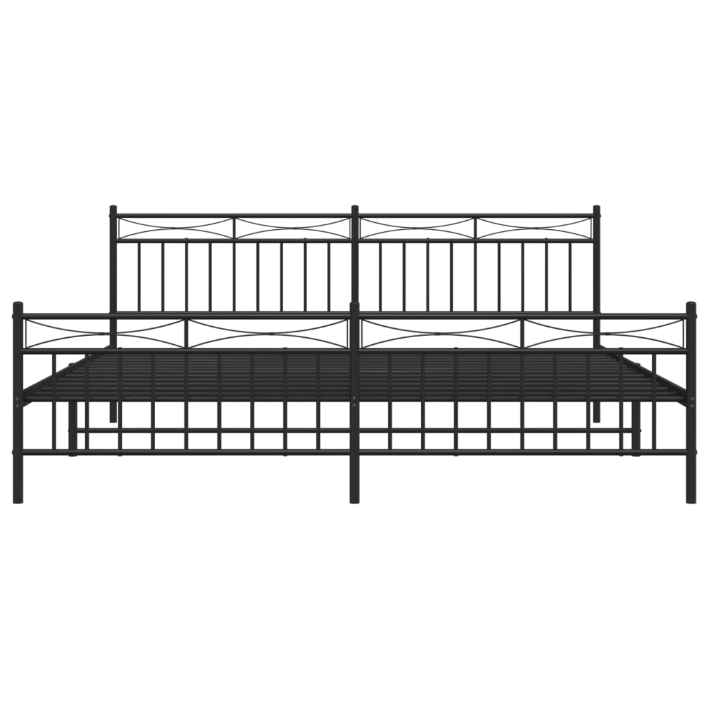 Bedframe Met Hoofd- En Voeteneinde Metaal 193x203 cm Zwart met hoofdbord & voetbord