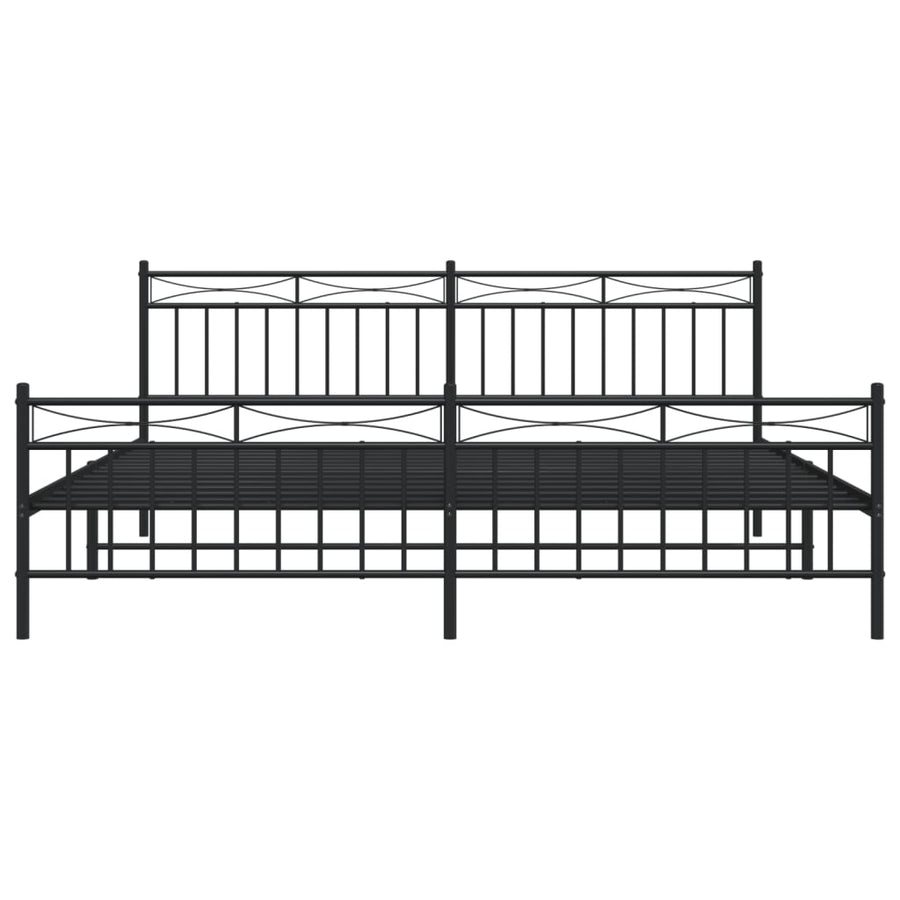 Bedframe Met Hoofd- En Voeteneinde Metaal 193x203 cm Zwart met hoofdbord & voetbord
