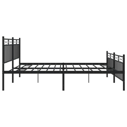 Bedframe Met Hoofd- En Voeteneinde Metaal 193x203 cm Zwart met hoofdbord & voetbord