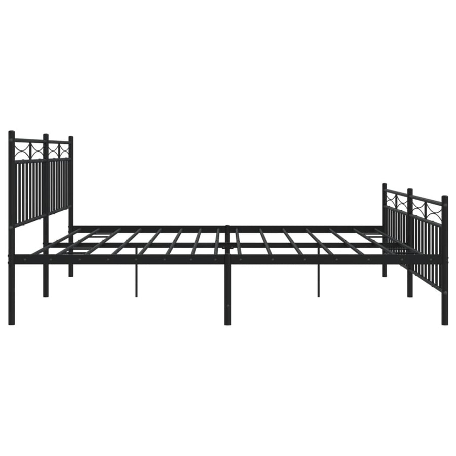 Bedframe Met Hoofd- En Voeteneinde Metaal 193x203 cm Zwart met hoofdbord & voetbord