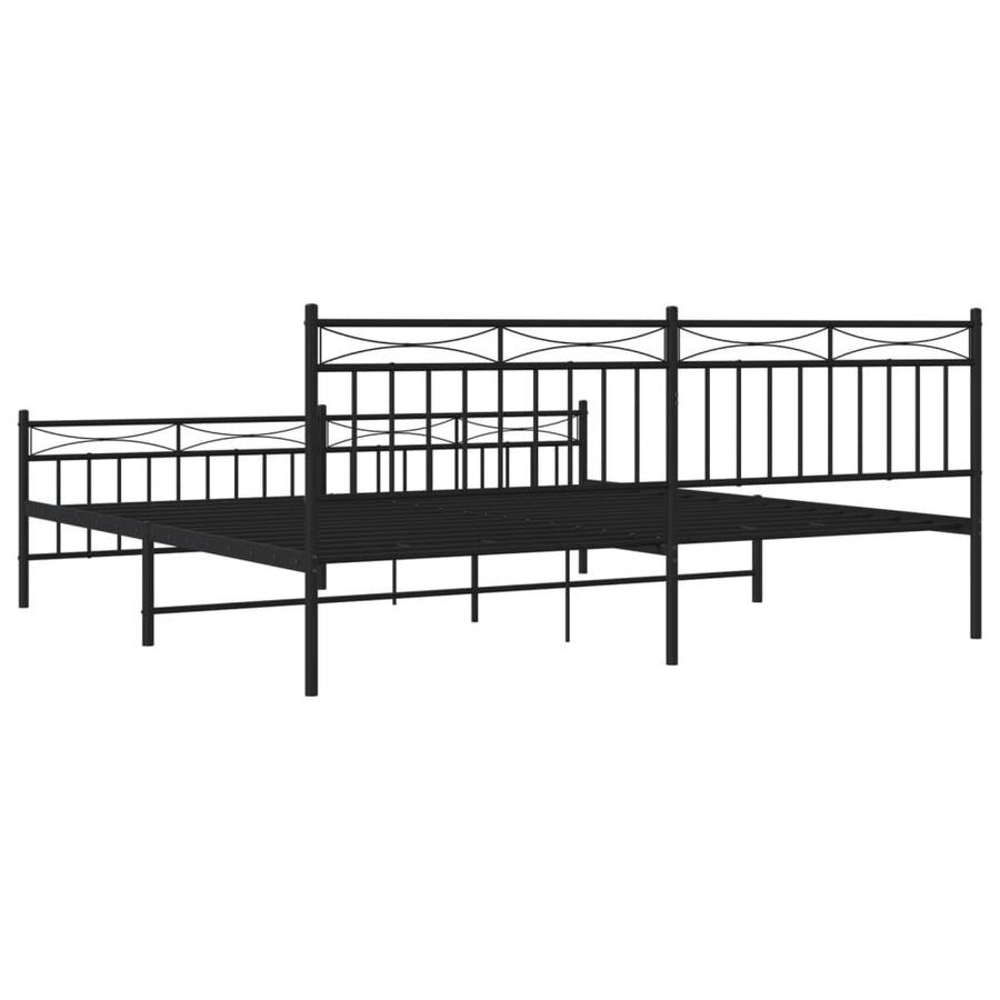 Bedframe Met Hoofd- En Voeteneinde Metaal 193x203 cm Zwart met hoofdbord & voetbord