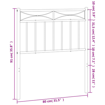 Hoofdbord Metaal 75 cm Zwart