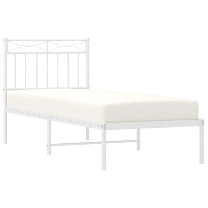 Bedframe Metaal 75 X 190 Cm 75x190 cm Wit met hoofdbord