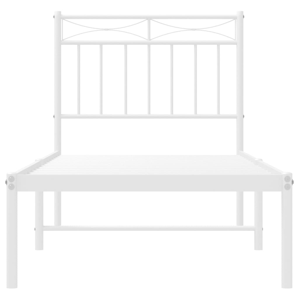 Bedframe Metaal 75 X 190 Cm 75x190 cm Wit met hoofdbord