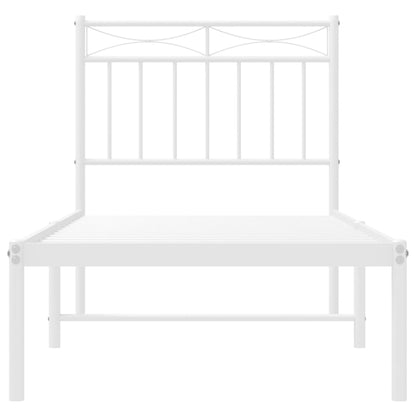 Bedframe Metaal 75 X 190 Cm 75x190 cm Wit met hoofdbord