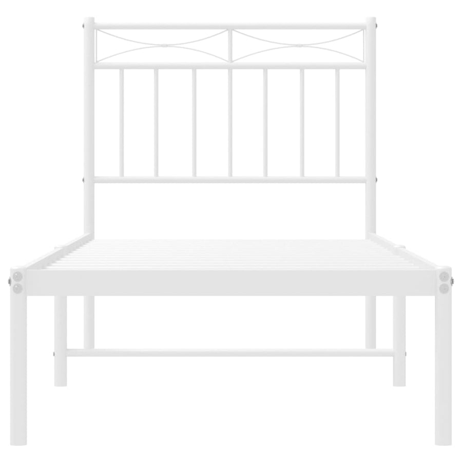 Bedframe Metaal 75 X 190 Cm 75x190 cm Wit met hoofdbord