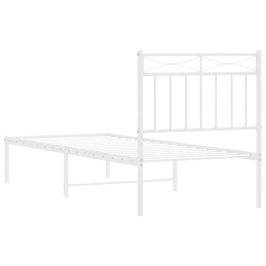 Bedframe Metaal 75 X 190 Cm 75x190 cm Wit met hoofdbord