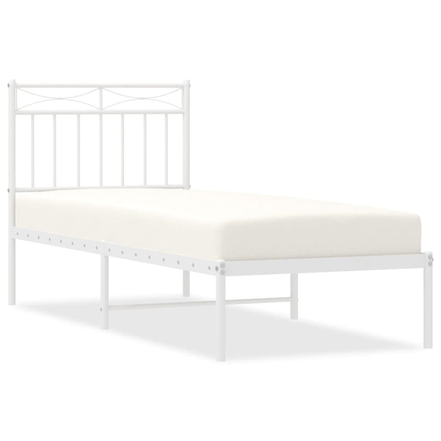 Bedframe Metaal 80x200 cm Wit met hoofdbord