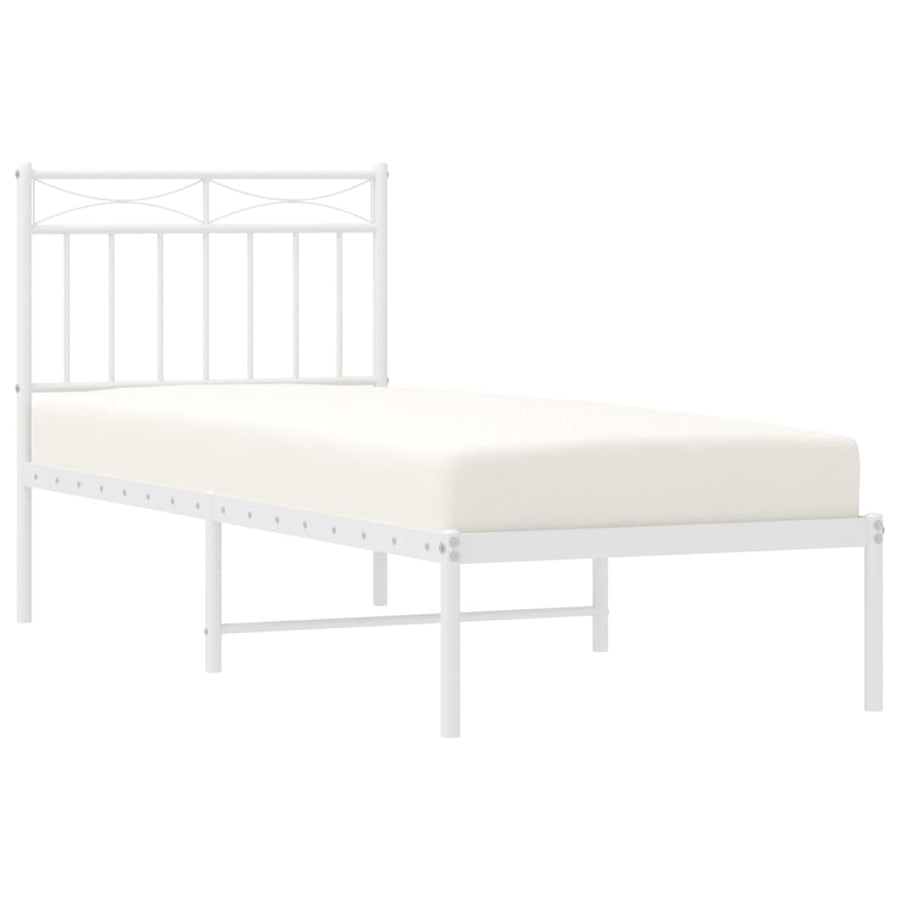 Bedframe Metaal 80x200 cm Wit met hoofdbord