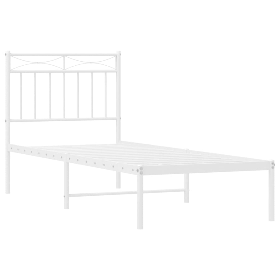 Bedframe Metaal 80x200 cm Wit met hoofdbord