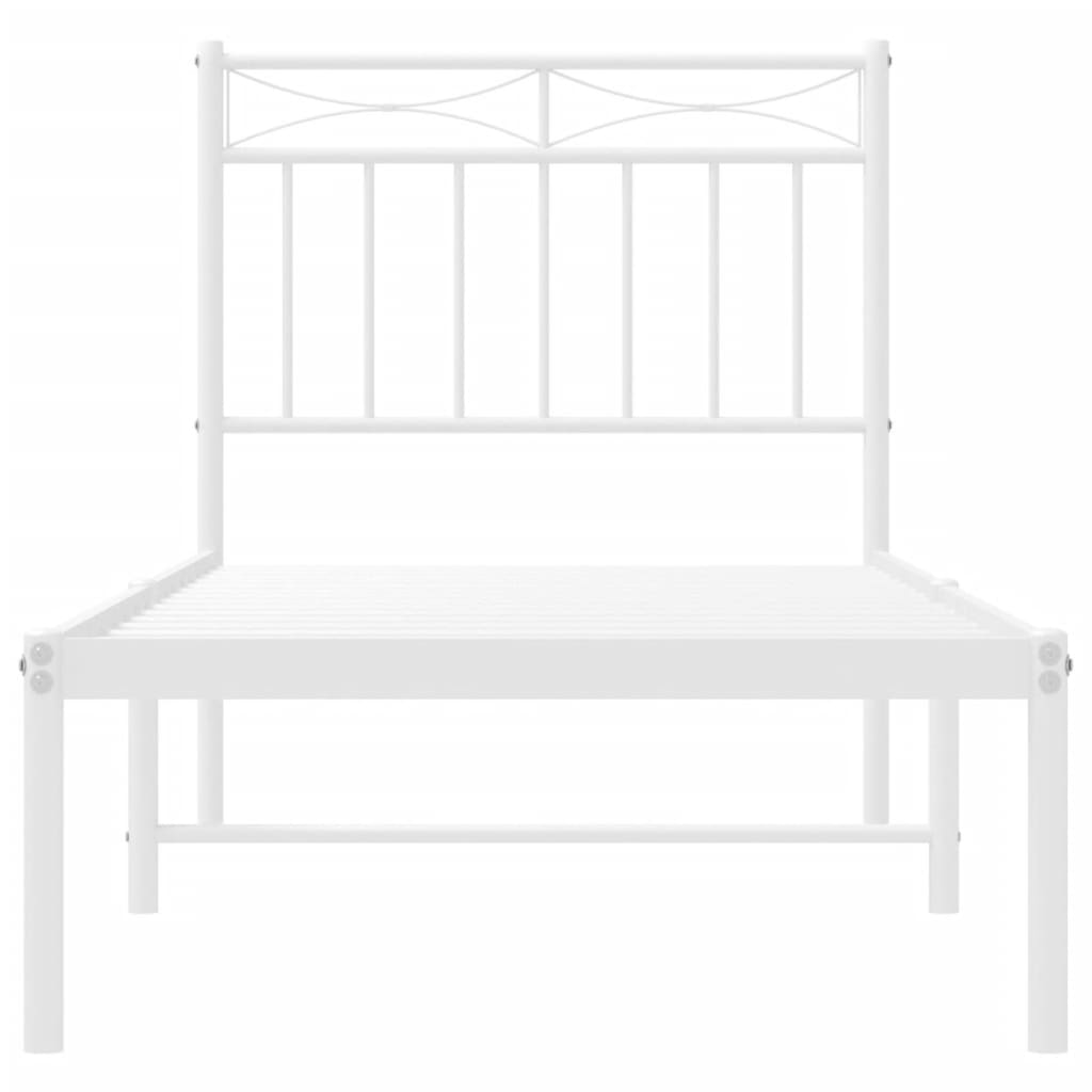 Bedframe Metaal 80x200 cm Wit met hoofdbord