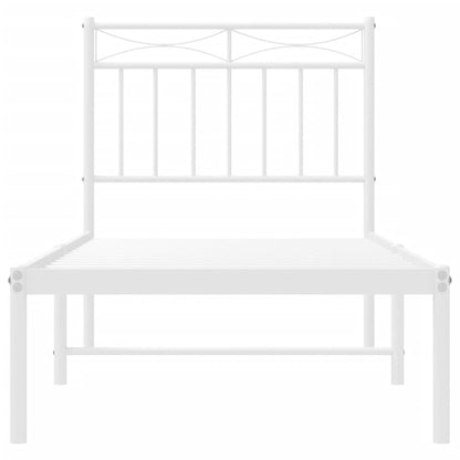 Bedframe Metaal 80x200 cm Wit met hoofdbord