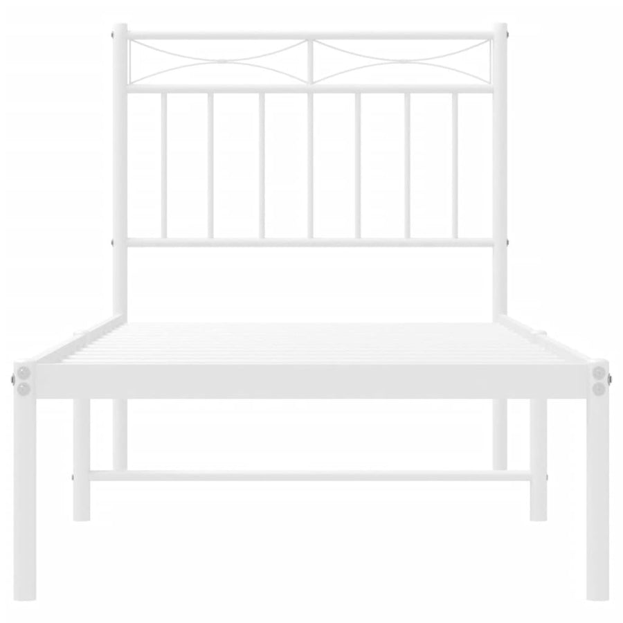 Bedframe Metaal 80x200 cm Wit met hoofdbord