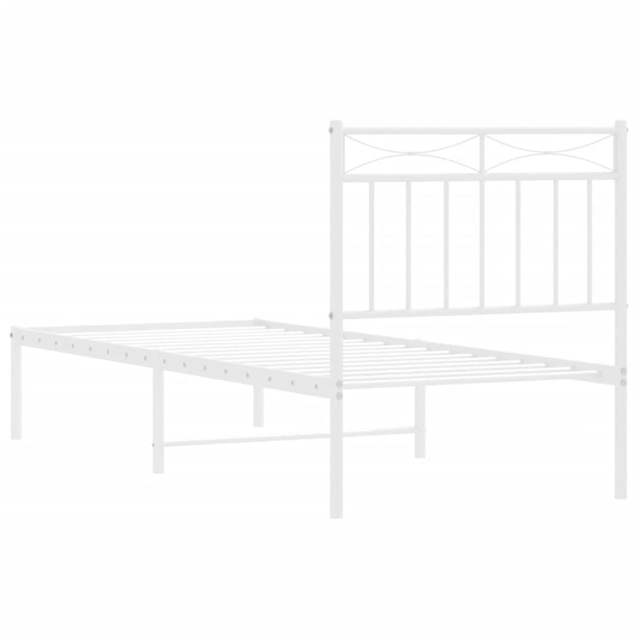 Bedframe Metaal 80x200 cm Wit met hoofdbord