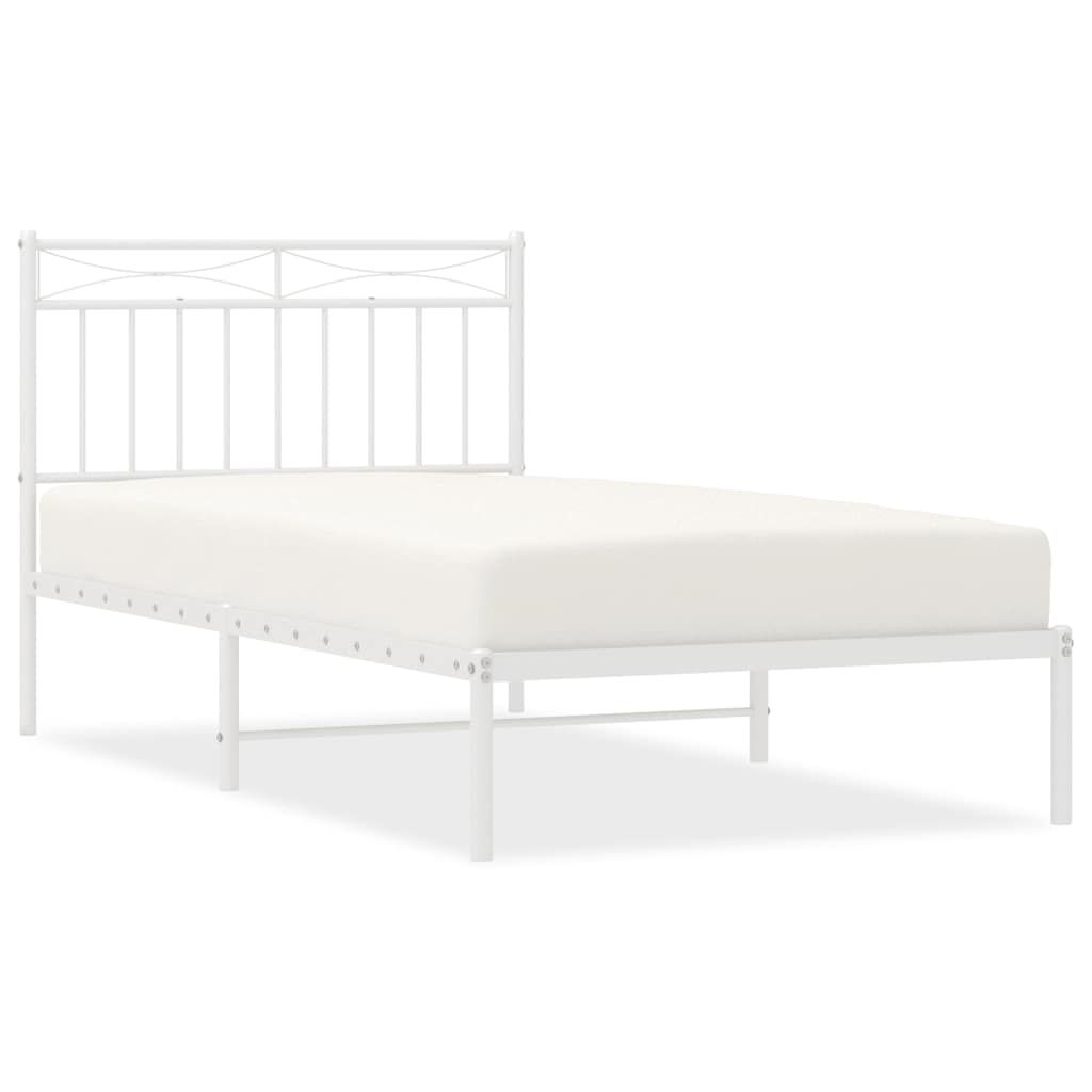 Bedframe met hoofdbord metaal wit 100x190 cm