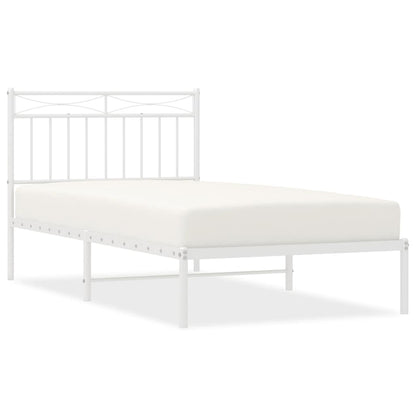 Bedframe met hoofdbord metaal wit 100x190 cm