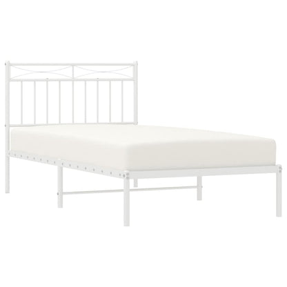 Bedframe met hoofdbord metaal wit 100x190 cm