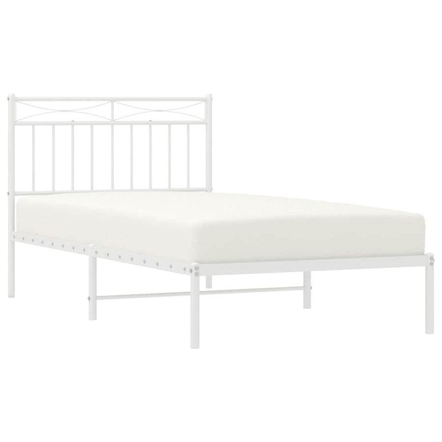 Bedframe met hoofdbord metaal wit 100x190 cm