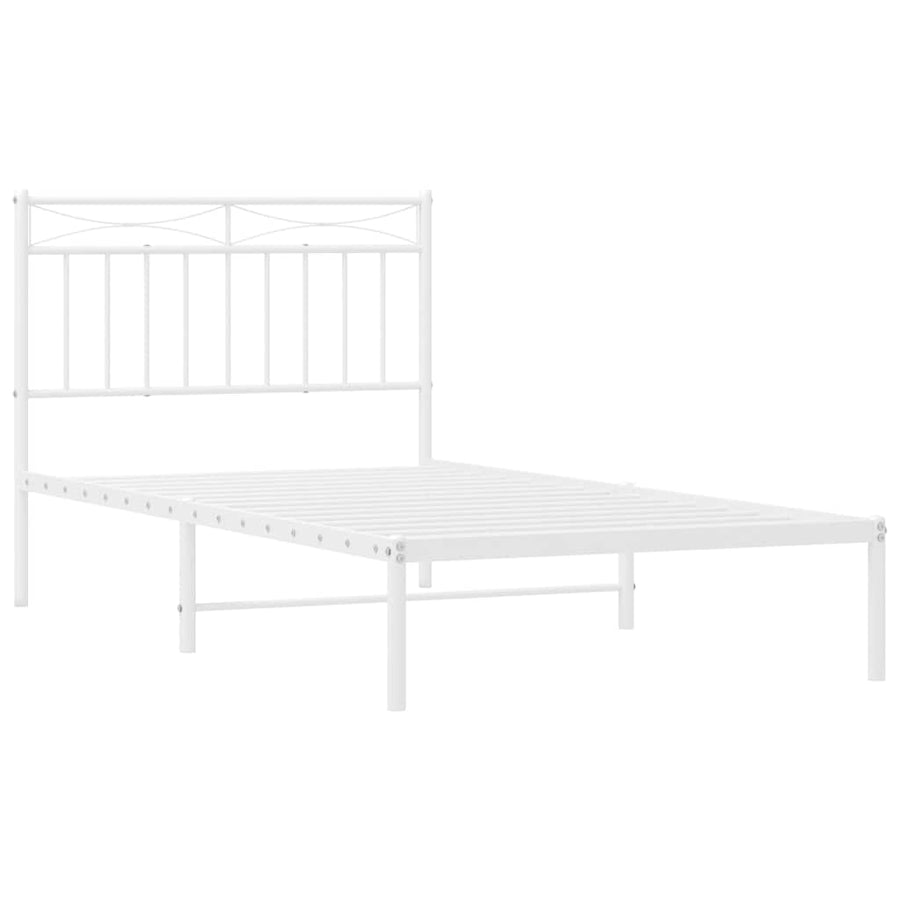 Bedframe met hoofdbord metaal wit 100x190 cm