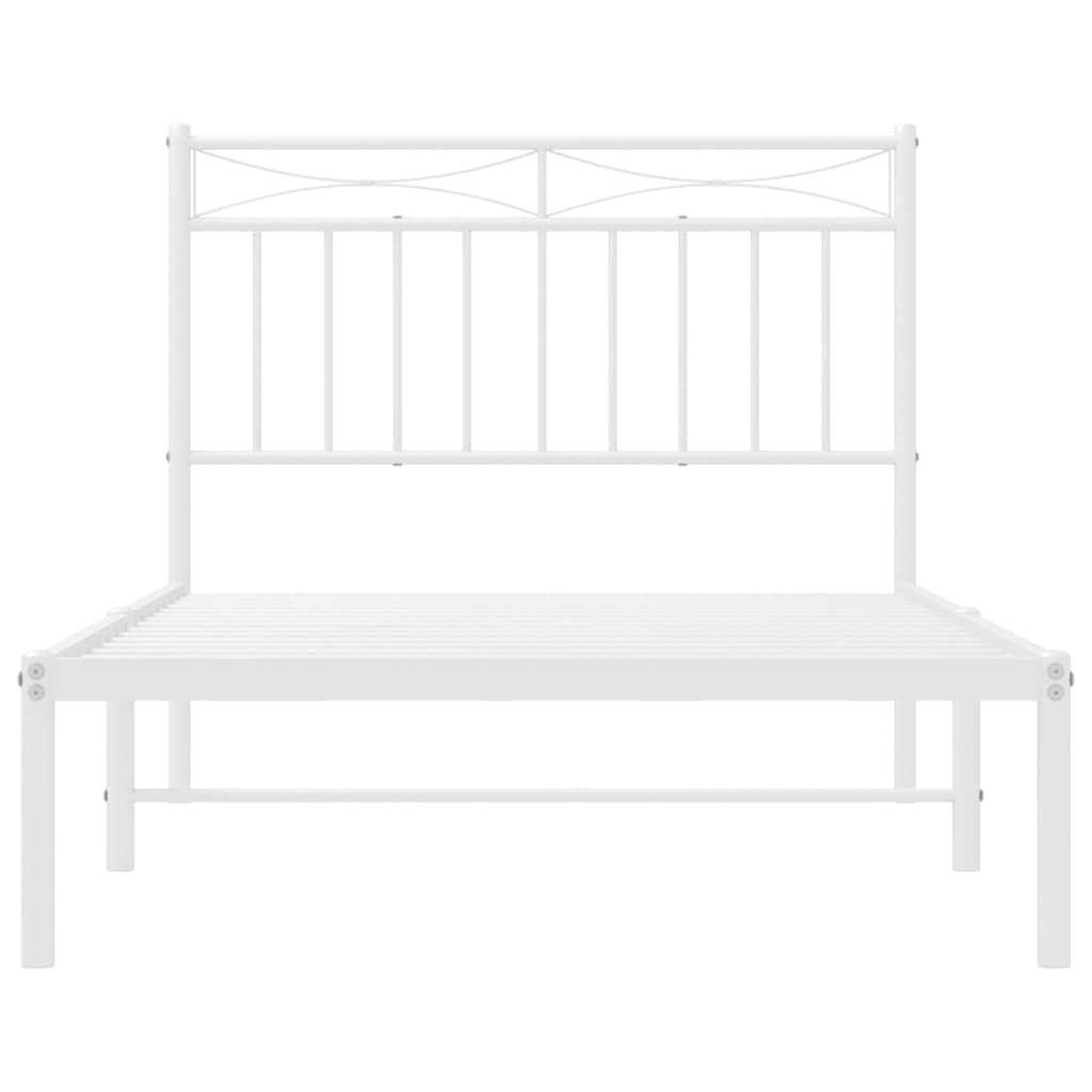 Bedframe met hoofdbord metaal wit 100x190 cm
