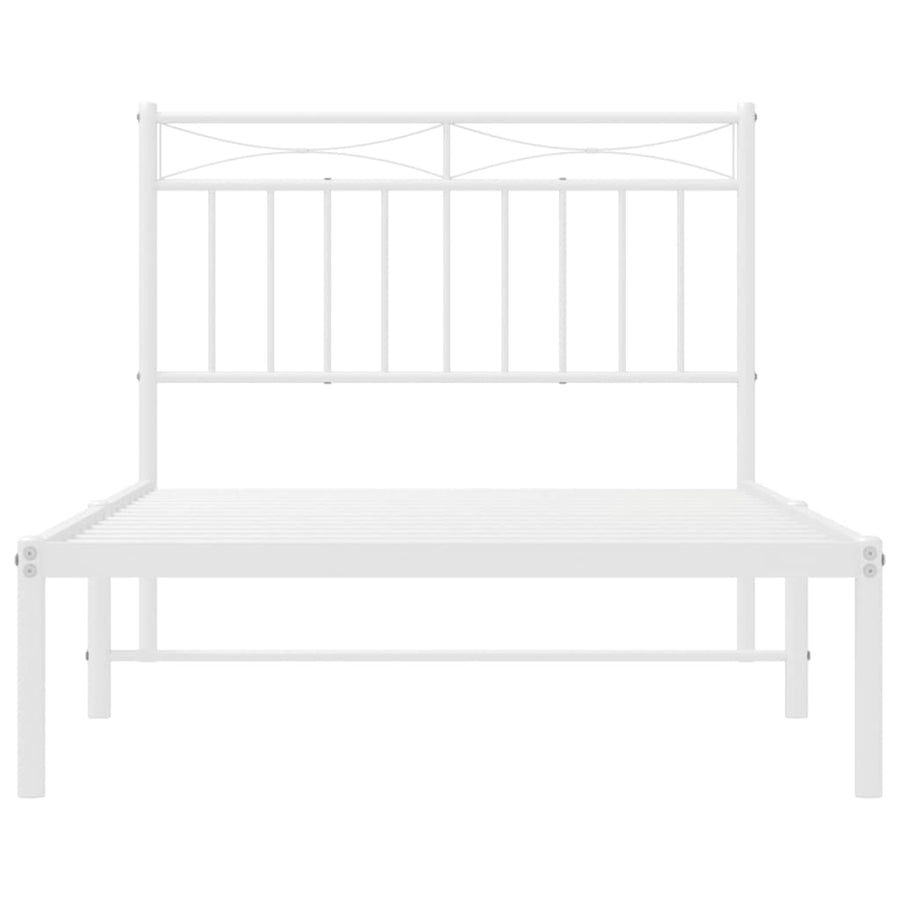 Bedframe met hoofdbord metaal wit 100x190 cm