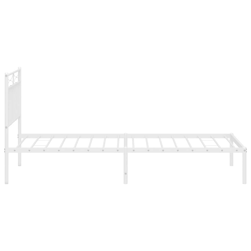 Bedframe met hoofdbord metaal wit 100x190 cm