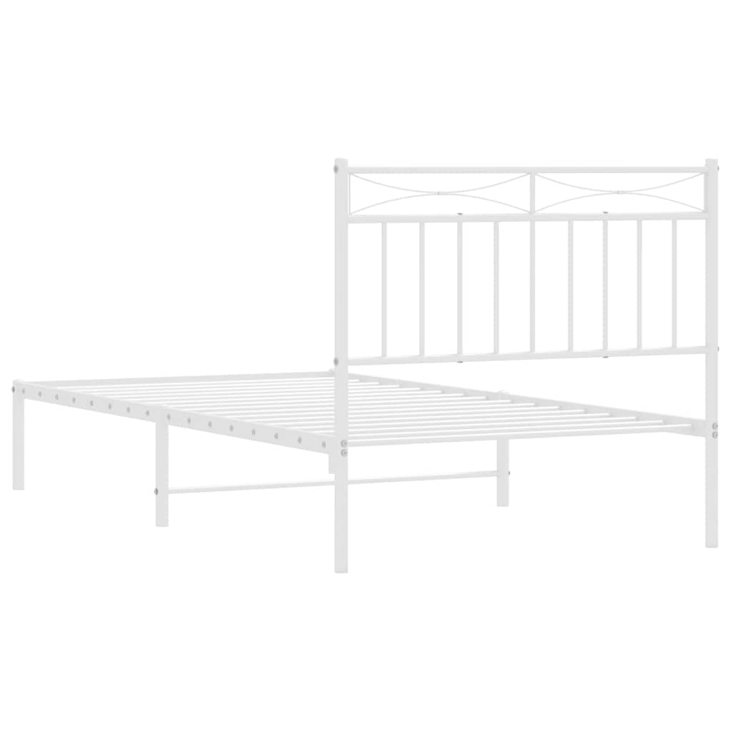 Bedframe met hoofdbord metaal wit 100x190 cm