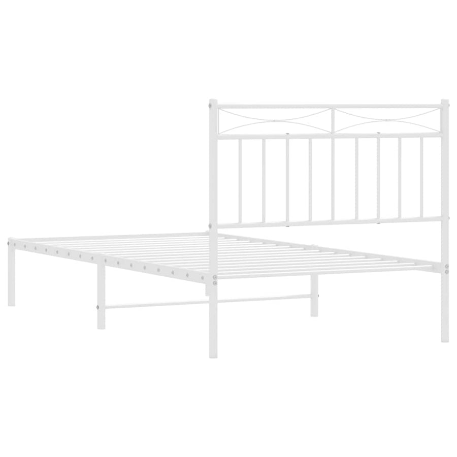 Bedframe met hoofdbord metaal wit 100x190 cm