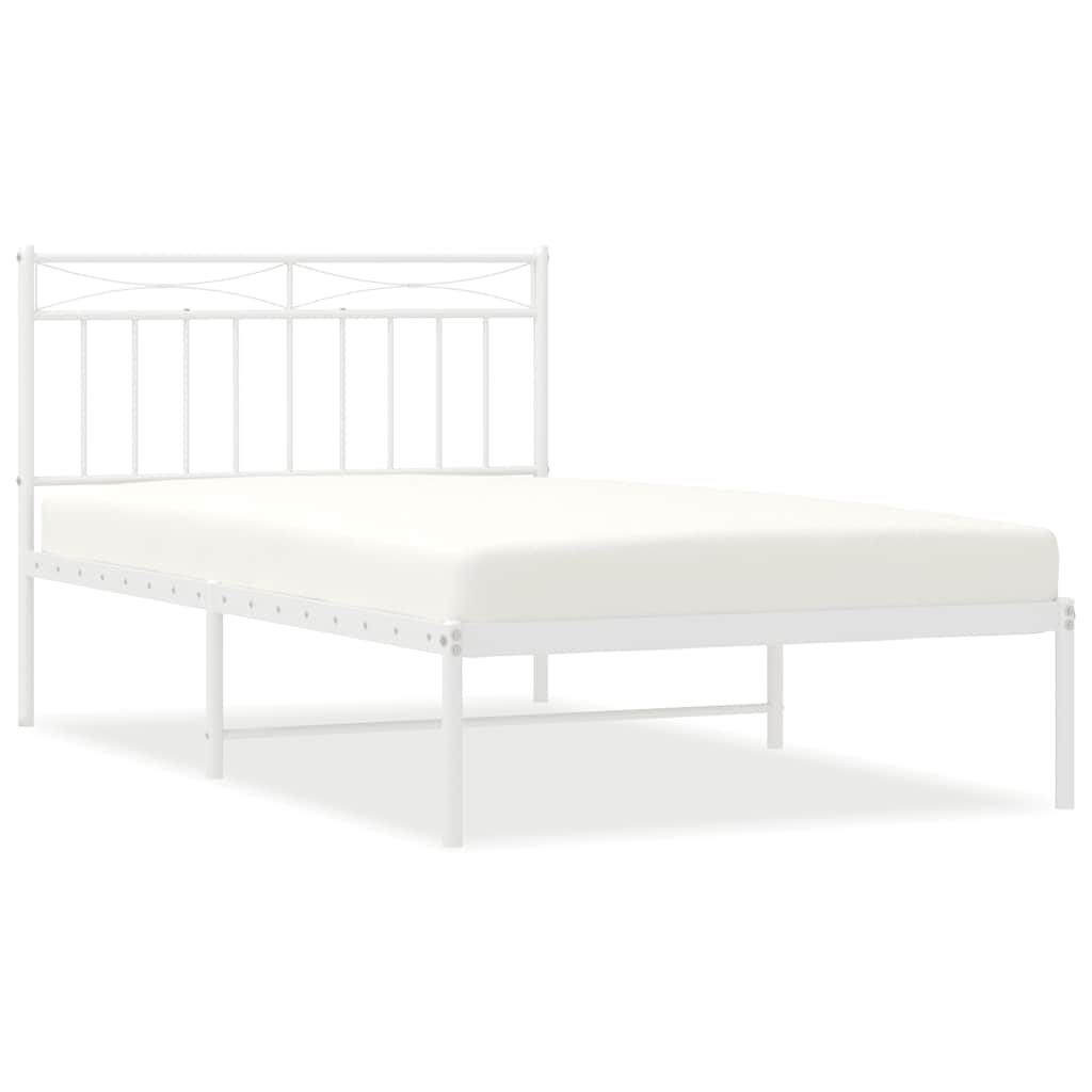 Bedframe met hoofdbord metaal wit 100x200 cm