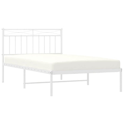 Bedframe met hoofdbord metaal wit 100x200 cm