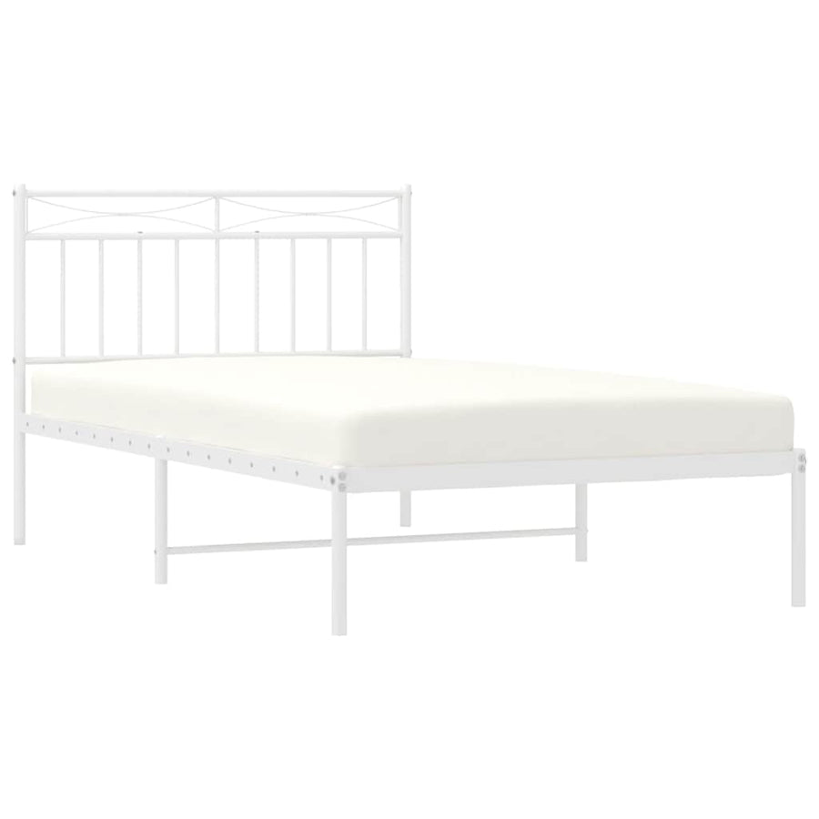 Bedframe met hoofdbord metaal wit 100x200 cm