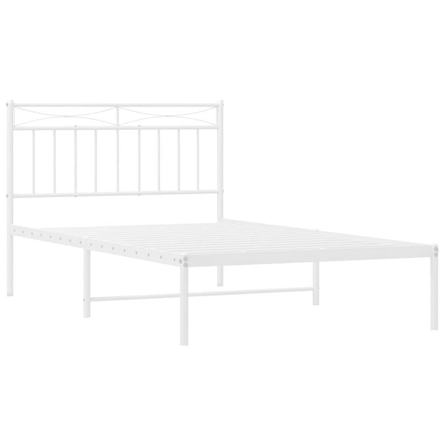 Bedframe met hoofdbord metaal wit 100x200 cm