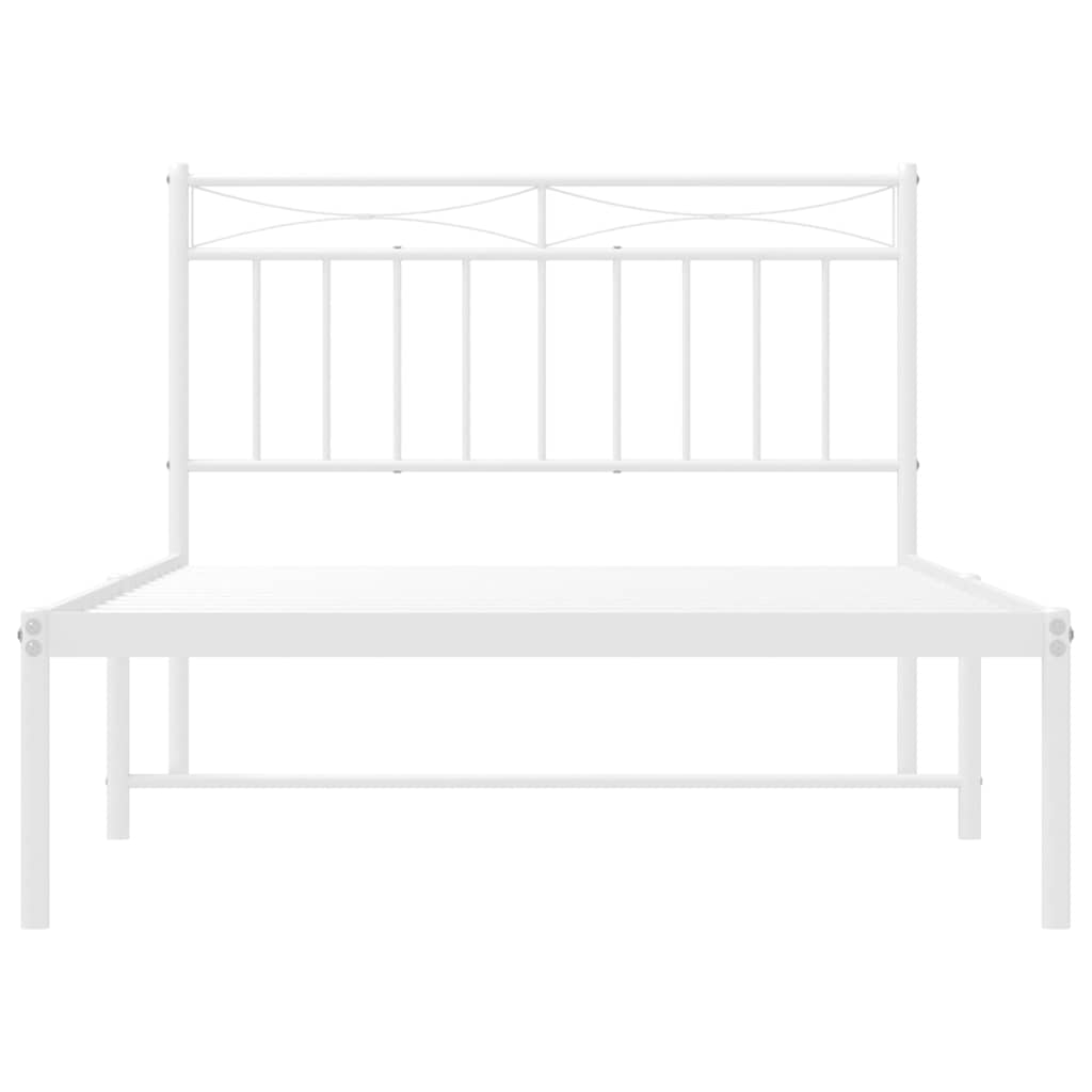 Bedframe met hoofdbord metaal wit 100x200 cm