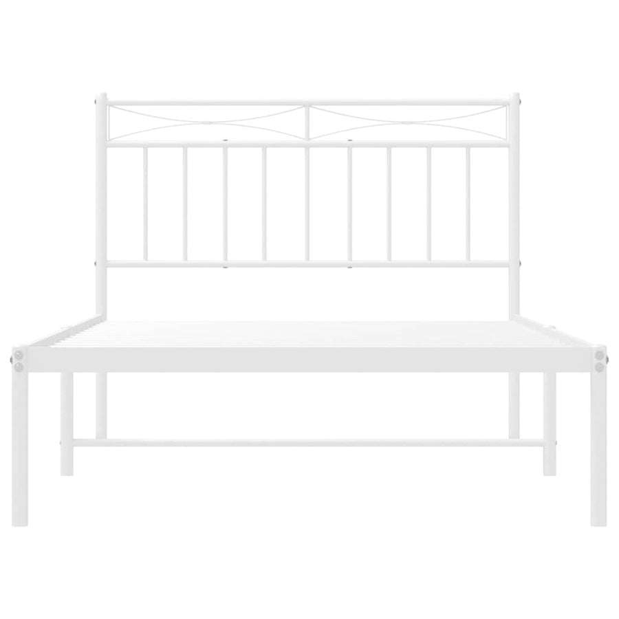 Bedframe met hoofdbord metaal wit 100x200 cm