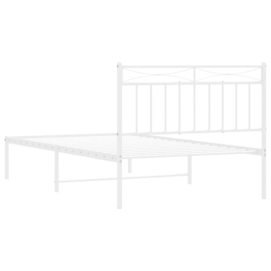 Bedframe met hoofdbord metaal wit 100x200 cm