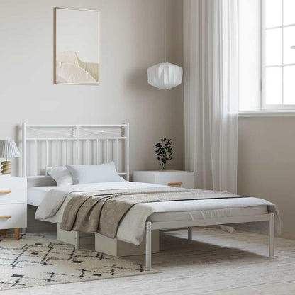 Bedframe met hoofdbord metaal wit 100x200 cm
