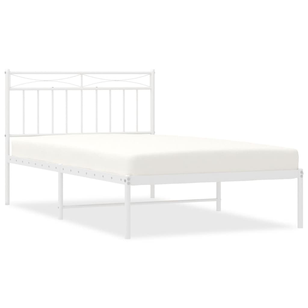 Bedframe Metaal 107x203 cm Wit met hoofdbord