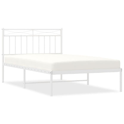 Bedframe Metaal 107x203 cm Wit met hoofdbord