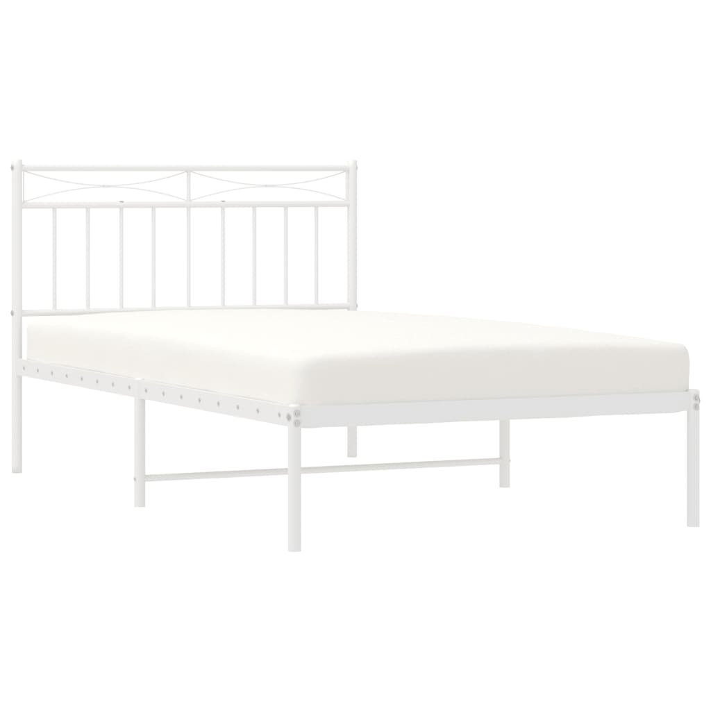 Bedframe Metaal 107x203 cm Wit met hoofdbord