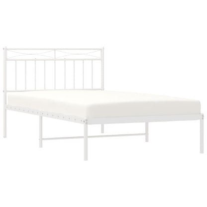 Bedframe Metaal 107x203 cm Wit met hoofdbord
