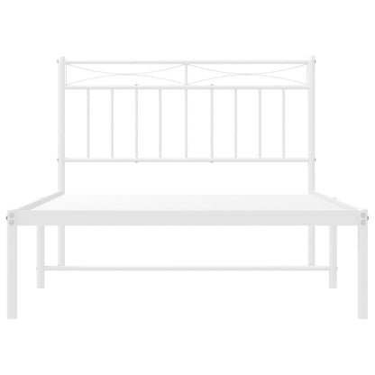 Bedframe Metaal 107x203 cm Wit met hoofdbord