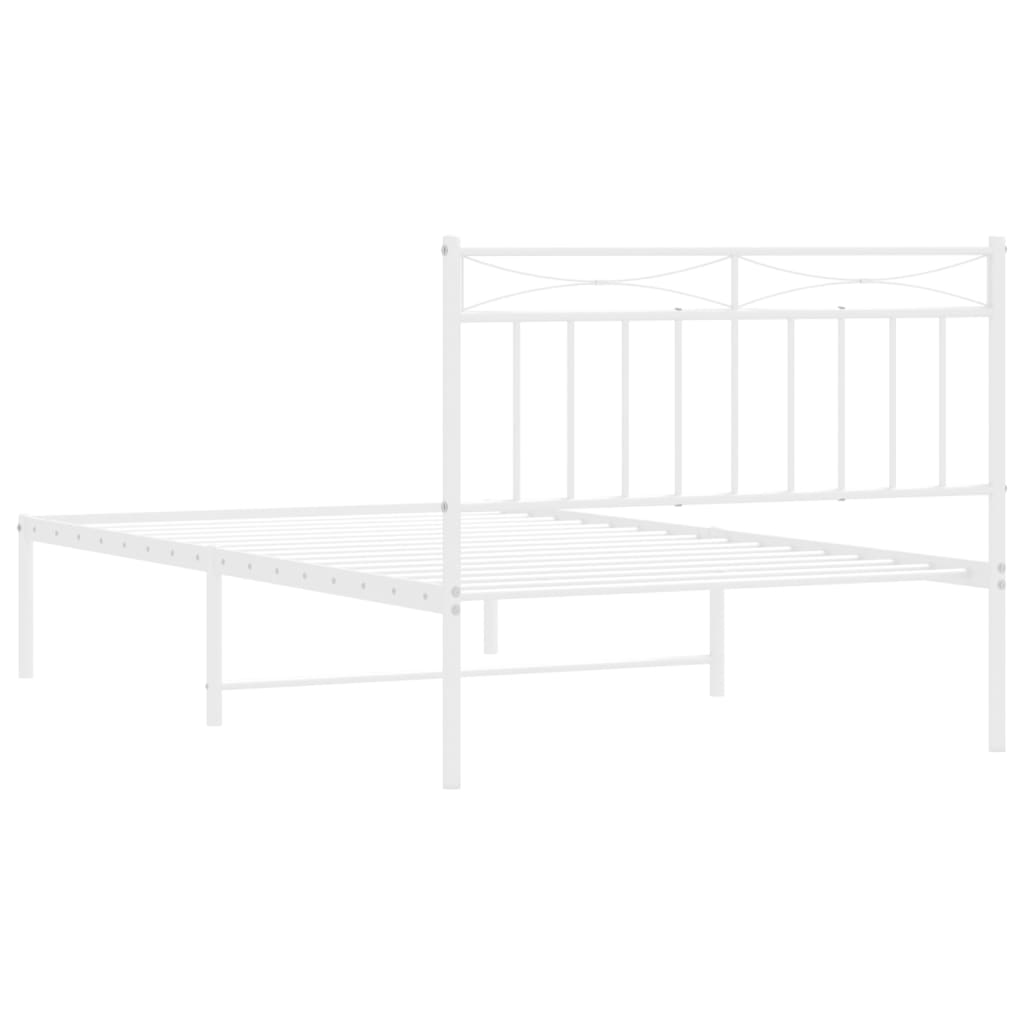 Bedframe Metaal 107x203 cm Wit met hoofdbord
