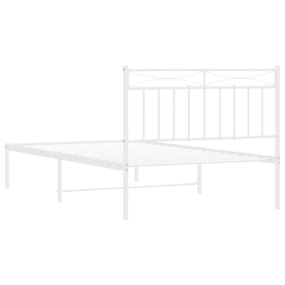 Bedframe Metaal 107x203 cm Wit met hoofdbord