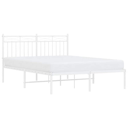 Bedframe met hoofdbord metaal wit 135x190 cm