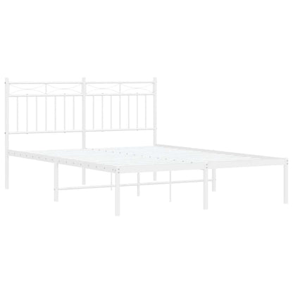 Bedframe met hoofdbord metaal wit 135x190 cm