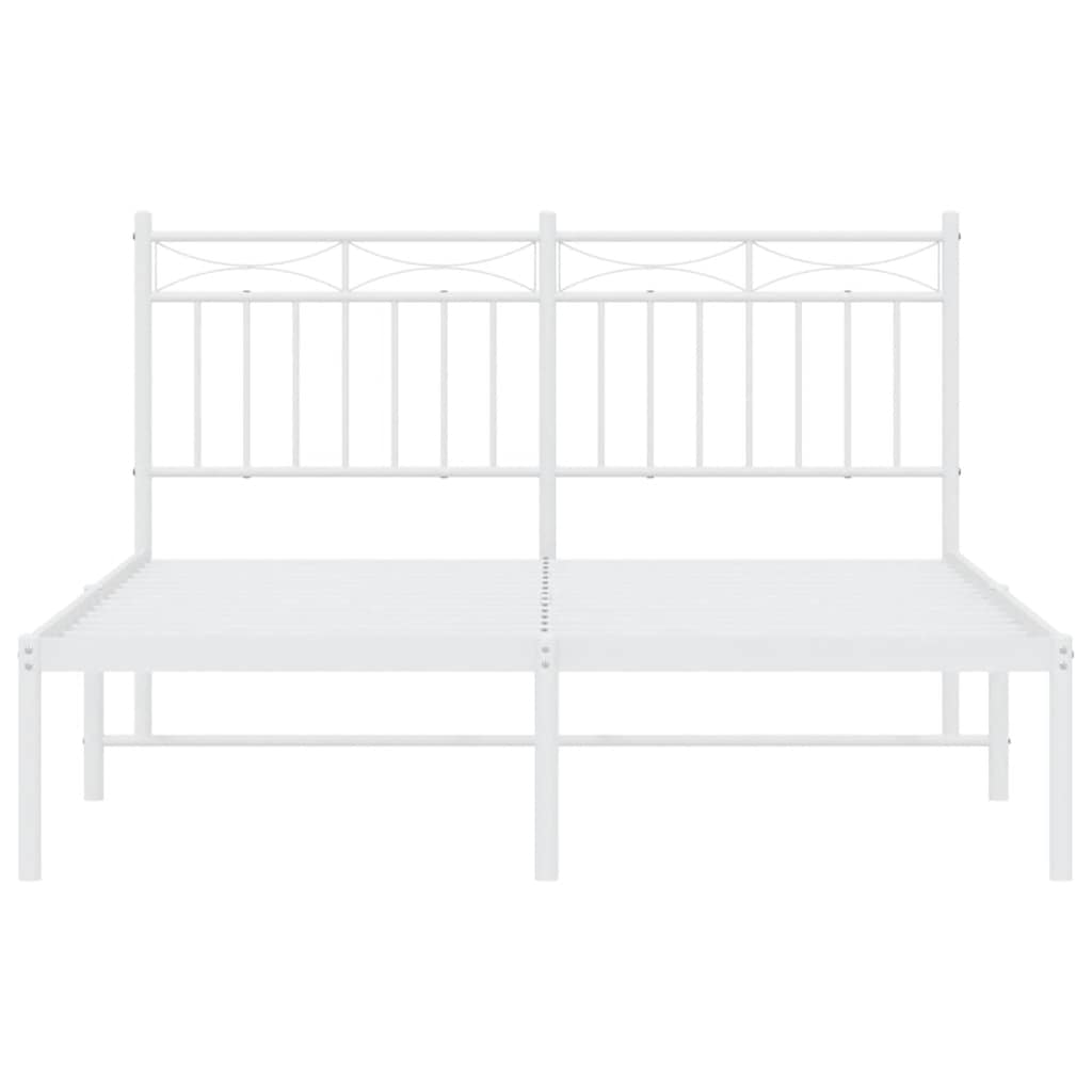 Bedframe met hoofdbord metaal wit 135x190 cm