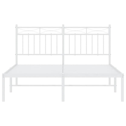 Bedframe met hoofdbord metaal wit 135x190 cm